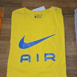 Nike Mens Yellow T-Shirt with Blue Logo